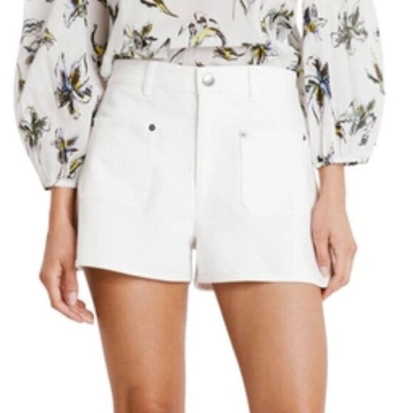 Tanya Taylor Blake White High Waisted denim Shorts NWT 12 - Picture 2 of 9